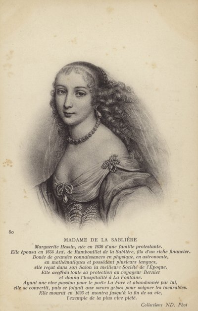 Marguerite de la Sabliere (c1640-1693), Franse saloniste (litho) door French School