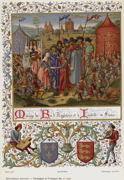 Huwelijk van de koning van Engeland en Isabella van Frankrijk (chromolitho) door French School