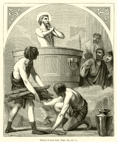 Martelaarschap van Sint Jan (gravure) door French School