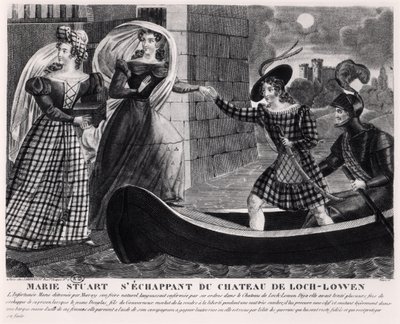Mary Stuart (1542-87) ontsnapt uit Loch Leven Castle door French School