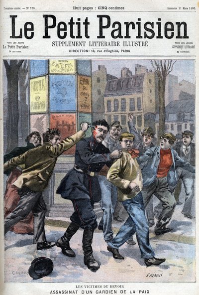 Moord op een vredeshandhaver in Parijs, rue Vergniaud in 1900 - in 