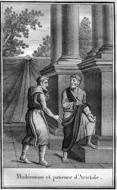 Matiging en geduld van Aristide de rechtvaardige (oude Griek Aristeides), een Atheense staatsman, ca. 550 in de deme van Alopece, stierf 467. In 