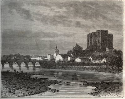 Montrond-les-Bains, departement van de Loire in de Rhone-Alpes regio - gravure in 