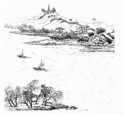 Berg Chang en Meer Chou, uit Jardins Anglo-Chinois à la Mode, door George Louis le Rouge, gepubliceerd ca. 1776-88 door French School