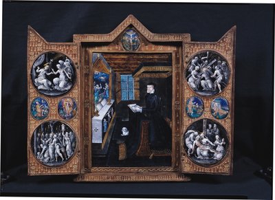 Rouwkast met scènes uit het leven van Christus en attributen van Henri II (1519-59) en Catherine de Medici (1519-89) door French School