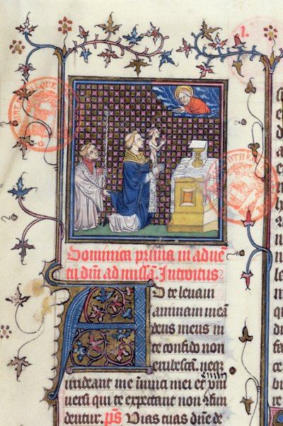 Priester die zijn ziel aanbiedt aan God de Vader door French School