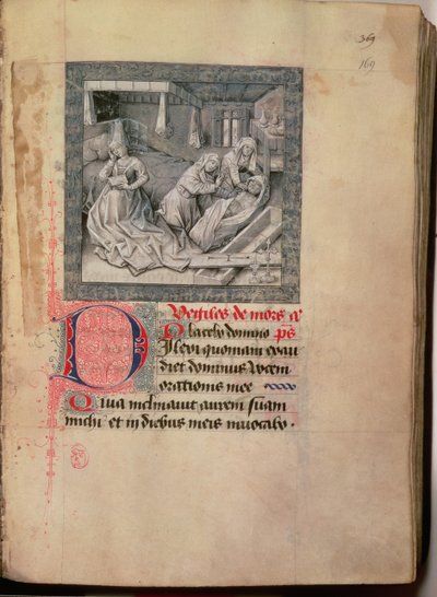 Dood, begrafenis en teraardebestelling, uit de Getijden van de Hertog van Bourgondië 1454-55 door French School