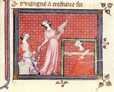 De sterke vrouw van de Schrift die spint met haar dienaren, uit Ovide Moralise geschreven door Chretien Legouais door French School