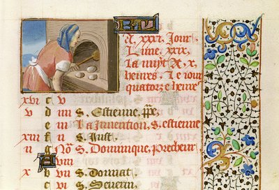 Ms 134 Augustus: Brood Bakken, uit een Getijdenboek door French School