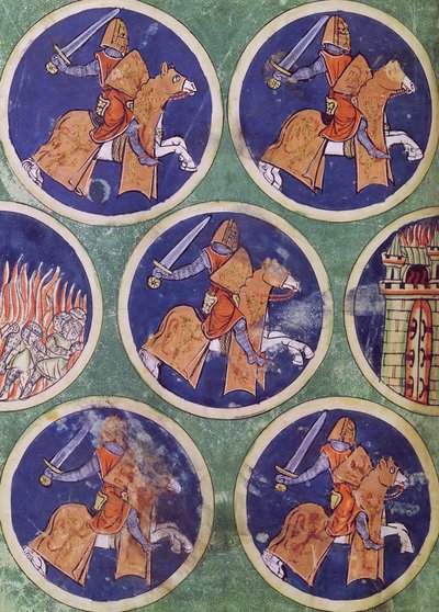 Ms 3516 fol.217v Vijf ridders door French School