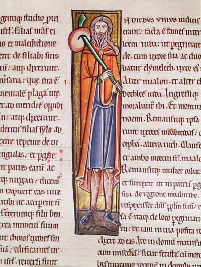 Ms 3 fol.76 Geïllustreerde initiaal I die Elimelech toont die op reis gaat, uit de Bijbel de Saint-Sulpice de Bourges door French School
