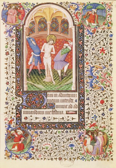Ms 547 fol.13 Geseling, uit een Getijdenboek gebruikt door een vrouw uit Poitiers door French School