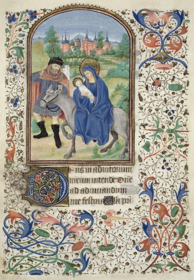 Ms Euing 4 f.55r De vlucht naar Egypte, uit Glasgow Hours, ca. 1450-60 door French School