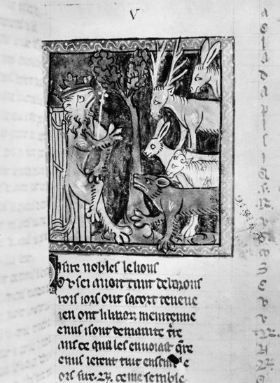Edelman houdt hof, illustratie uit de Roman de Renart door French School