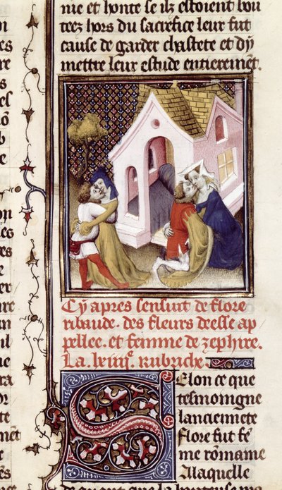 Prostituees met klanten, uit Des Claires et Nobles Femmes, door Giovanni Boccaccio (1313-75) c.1403 door French School