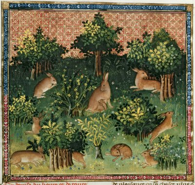 Hazen in een Bos, uit het Livre de la Chasse van Gaston Phebus de Foix door French School