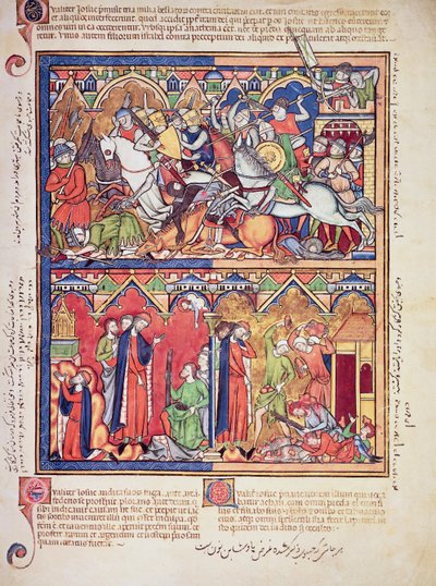 Ms M 638 fol.10r Jozua, uit de Morgan Picture Bible, ca. 1244-54 door French School