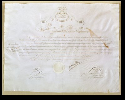 Napoleon Bonapartes (1769-1821) autorisatie voor de aankoop van Louisiana door de Verenigde Staten, 30 april 1803 door French School