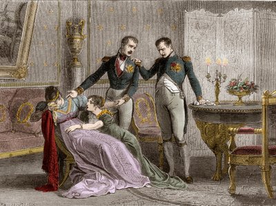 Napoleon kondigt Josephine de geplande dag aan voor het ondertekenen van de echtscheidingspapieren door French School