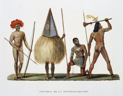 Inboorlingen van Nieuw-Ierland, uit Voyage autour du Monde, uitgevoerd in opdracht van de koning op La Corvette de Sa Majeste, La Coquille tijdens de jaren 1822, 1823, 1824 en 1825 door French School