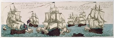 Zeeslagen tussen de Franse en Engelse vloten tijdens de Amerikaanse Revolutie in 1778 door French School