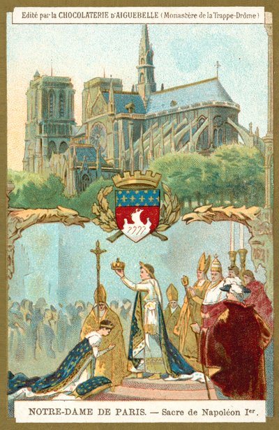 Notre Dame de Paris en de kroning van Napoleon I als keizer van Frankrijk door French School