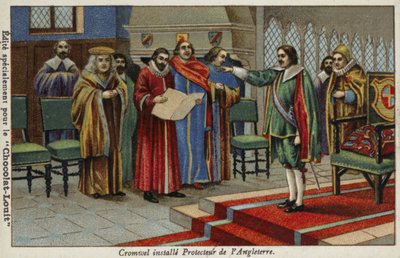 Oliver Cromwell benoemd tot Lord Protector van het Gemenebest, 1653 door French School