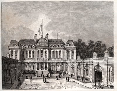 Paleis van de Elysee in Parijs - gravure in 