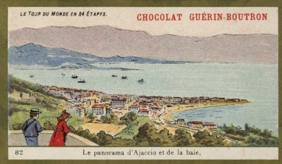 Panorama van Ajaccio en de baai door French School