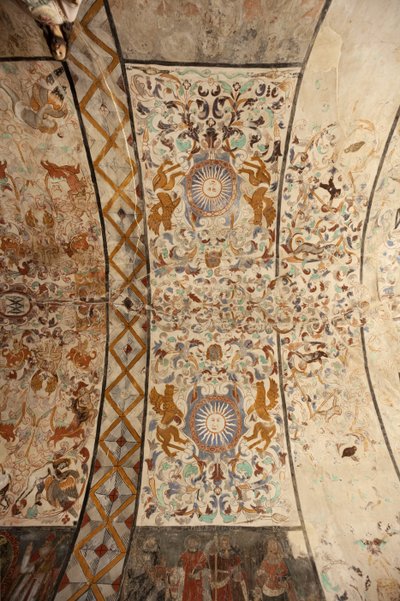 Parochiekerk (Església de la Mare de Déu de Solers). Interieur. Het schip, de plafonds. Muurschilderingen. 16e eeuw (?). door French School
