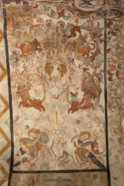 Parochiekerk (Església de la Mare de Déu de Solers). Interieur. De beuken. Muurschilderingen. Detail. 16e eeuw (?). door French School