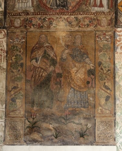 Parochiekerk (Església de la Mare de Déu de Solers). Interieur. De beuken. Muurschilderingen. Detail. 16e eeuw (?) door French School