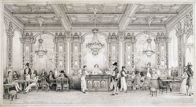 Parijse café aan het begin van de 19e eeuw. door French School