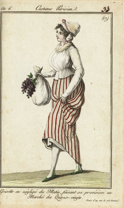 Parijse winkelmeisje in casual ochtendjurk, 26 maart 1798 door French School