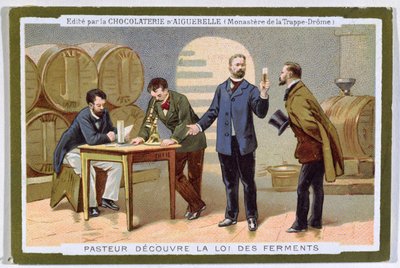 Pasteur ontdekt fermentatie, reclamekaart voor de Chocolaterie d