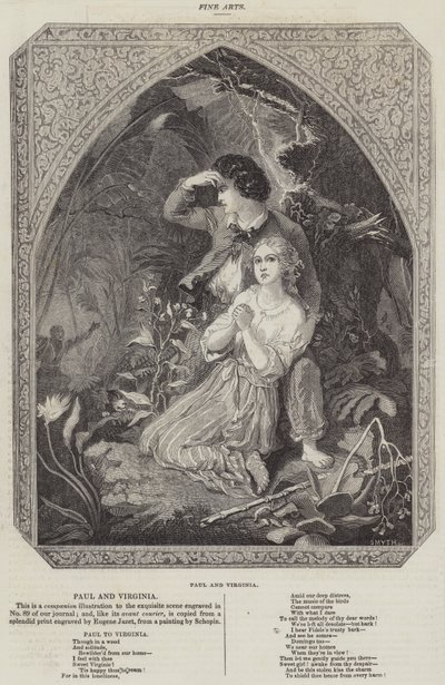 Paul en Virginia (gravure) door French School