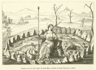 Schilderij op hout in de kerk van Saint-Mery, kapel van Sainte-Genevieve, in Parijs door French School