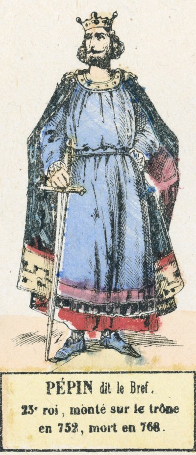 Pepijn de Korte, 23e koning, op de troon van 752, overleden in 768 door French School