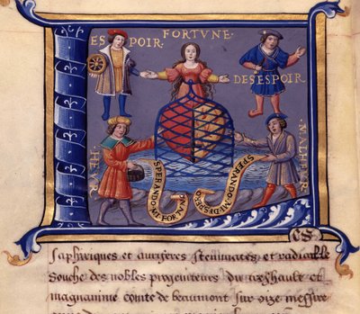 Personificaties Fortuin, Hoop, Wanhoop, Ellende en Ellende - in 
