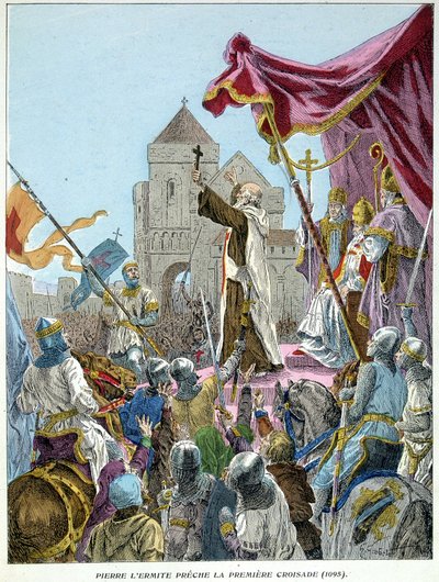 Peter de Kluizenaar predikt de 1e Kruistocht in 1095 door French School