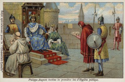 Filips Augustus, koning van Frankrijk, stelt de eerste wetten inzake openbare hygiëne vast door French School