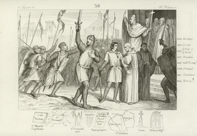 Filips I van Frankrijk en paus Urbanus II verzamelen volgelingen voor de Eerste Kruistocht, ca. 1095 door French School