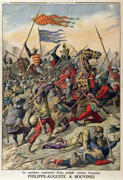 Philippe-Auguste bij Bouvines, illustratie uit Le Petit Journal, 27 juli 1914 door French School