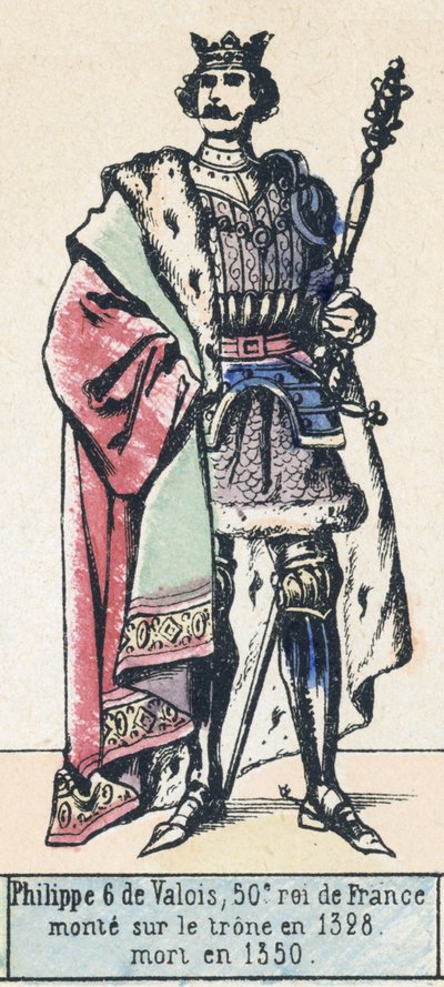 Filips VI van Valois, 50e koning van Frankrijk, besteeg de troon in 1328, stierf in 1350 door French School