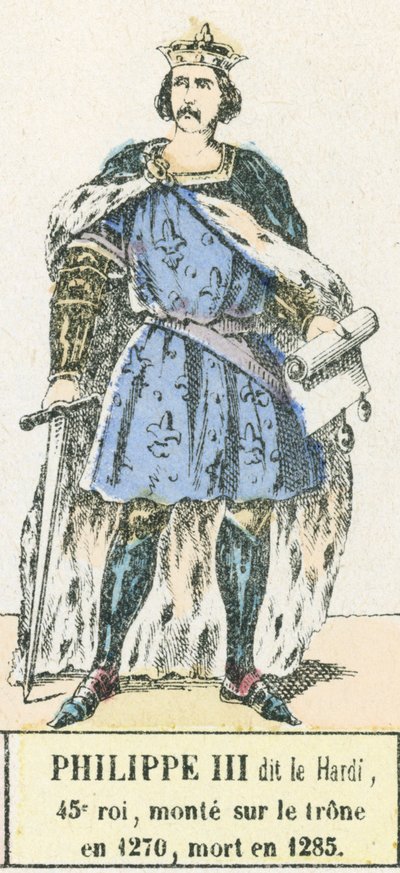 Filips III de Stoute, 45e koning, besteeg de troon in 1270, stierf in 1285 door French School