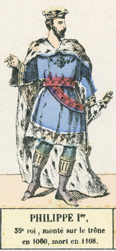 Filips I, 39e koning, besteeg de troon in 1060, stierf in 1108 door French School