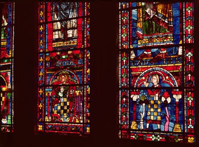 Pierre de Dreux (1190-1250) en zijn zoon Jean de Bretagne (1237-86) detail van een lancetvenster in het zuidelijke transept, c.1217-25 door French School