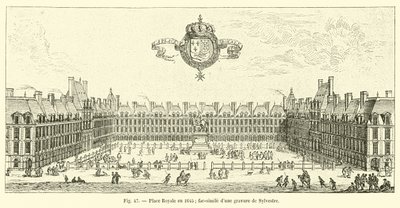 Place Royale in 1645; facsimile van een gravure van Sylvestre door French School
