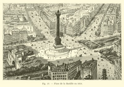 Plein van de Bastille in 1858 door French School
