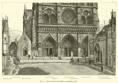 Place du parvis Notre-Dame in de vijftiende eeuw door French School